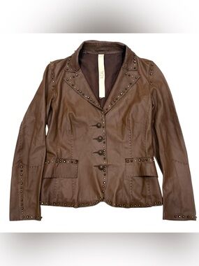 Vtg Rizal Leather Studded Jacket Sz S